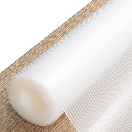 Drawer and Shelf Liner, 12IN X 10FT Non Slip Non Adhesive Cabinet Liner for Kitchen and Desk - Clear Ribbed