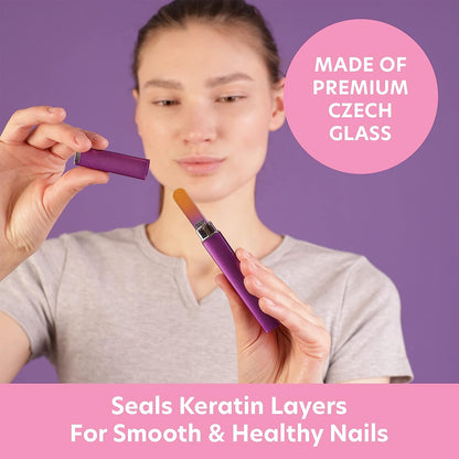 - Premium Czech Glass Fingernail File with Case - Gentle, Durable & Professional Manicure Tool - Beauty Gift for Women (Gold Violet)