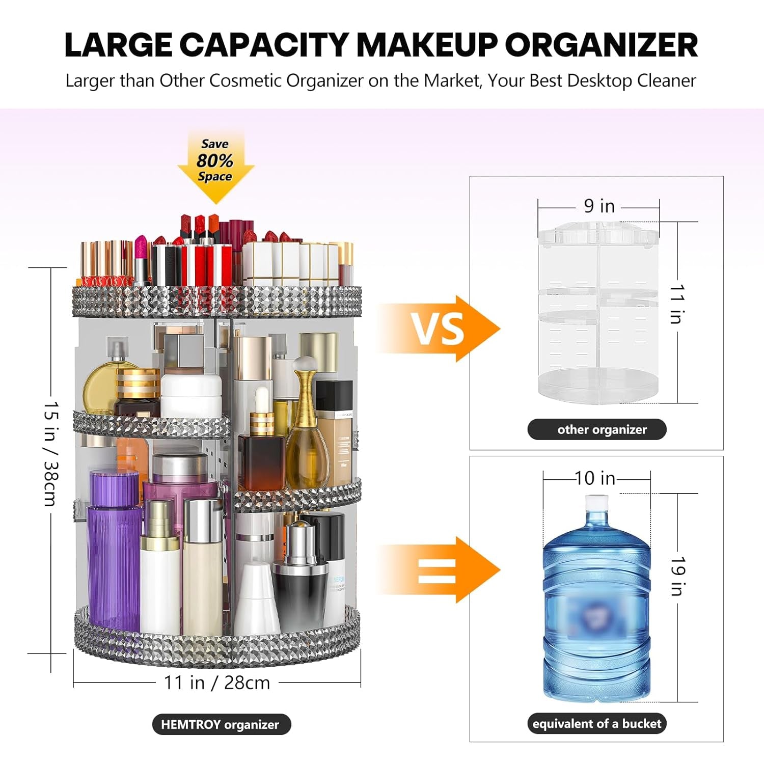 Rotating Makeup Organizer 360 Degree, 7 Layers Adjustable Storage for Cosmetics,Perfume,Plus Size, Large Capacity Cosmetic Storage Organizer Best for Bathroom,Countertop and Vanity, Gray