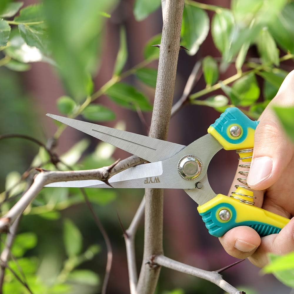 8.1″Gardening Hand Pruner Pruning Shear with Straight Stainless Steel Blades, Ultra Sharp Garden Scissors for Flowers, Harvesting Fruits & Vegetables,Trimming Plants (Green)